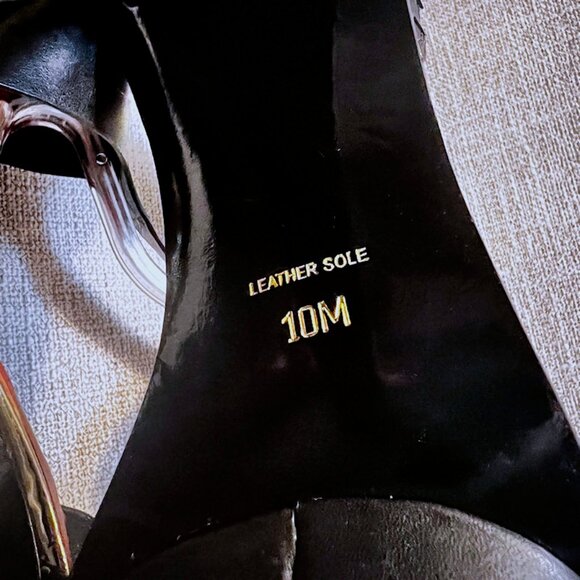 Vintage CHARLES JOURDAN PARIS Open Toe Leather T-Strap Platform High Heels Black - Picture 13 of 15